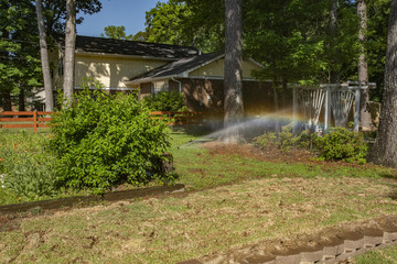 Fototapeta na wymiar Sprinkler systems for new sod