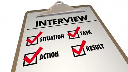 Interview Star Format Situation Task Action Result Checklist Clipboard 3d Animation