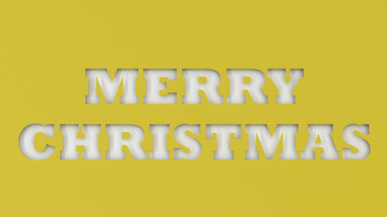 White Merry Christmas words cut in yellow paper