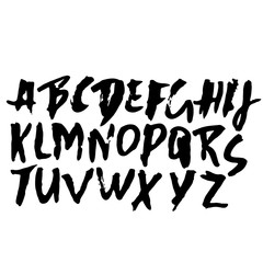 Hand drawn modern dry brush lettering. Grunge style alphabet. Handwritten font. Vector illustration.