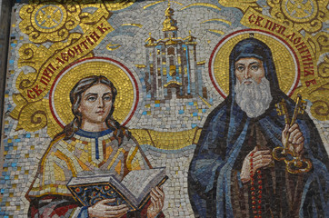 Fresco mosaic.Christian male monastery. .Tomashevka,Kiev region
