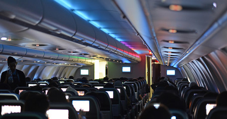 Lights inside of an airplane