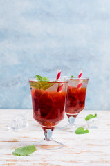 Drink with strawberry syrup