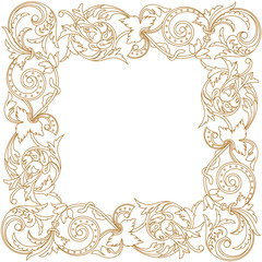 Golden vintage border frame engraving with retro ornament pattern in antique baroque style decorative design. Vector