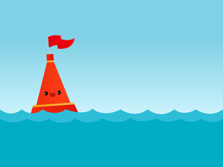 Vector illustration of a cute smiling buoy in the water © Sara Showalter