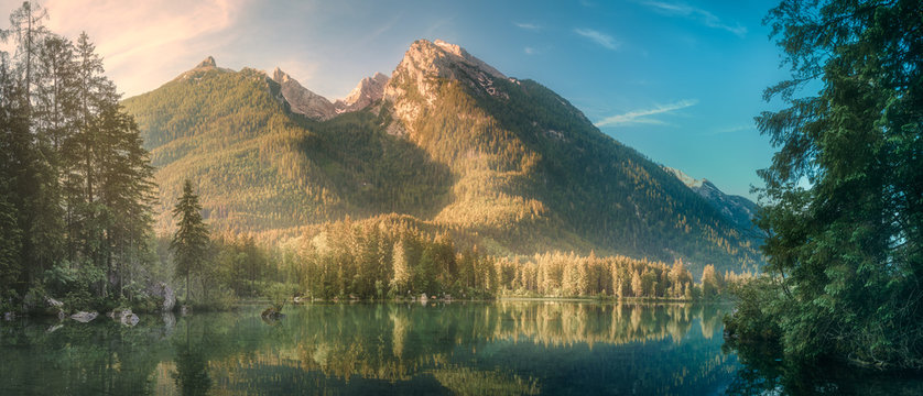 View of Hintersee lake in Bavarian Alps, Germany