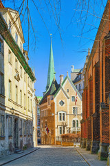 Naklejka premium Landscapes of the Old City of Riga, is central and historical part of Riga.