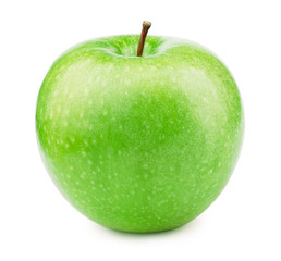 Fresh green apple fruit isolated on the white background with clipping path. One of the best isolated apples that you have seen.