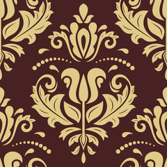 Orient vector classic brown and golden pattern. Seamless abstract background with vintage elements. Orient background. Ornament for wallpaper and packaging