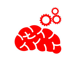 red brain think mind genius image vector icon logo
