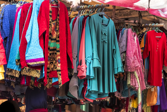 Various of woman dress in traditional market