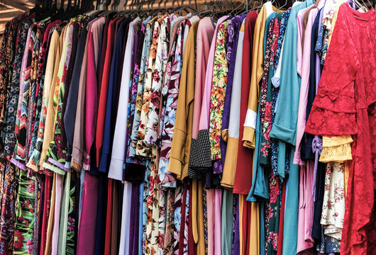 Various of woman dress in traditional market