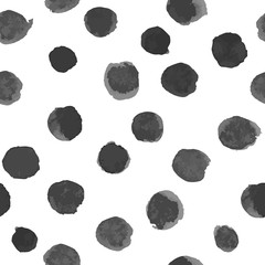 Vector Watercolor Polka Dot Pattern Middle Grey on White