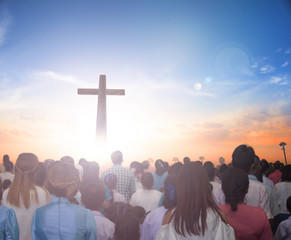 Surrender Concept： Now Christian praise Jesus reborn in easter day concept for wisdom life, hope...