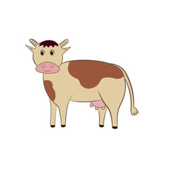 Cow on white background. Vector illustration in cartoon style. 