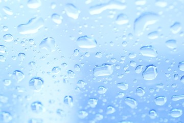 water drops on blue background