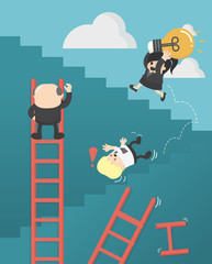 Business concept cartoon illustration. success no shortcuts