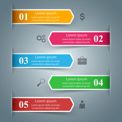Fototapeta premium Business infographic. Five color items. Marketing icon. Vector eps 10