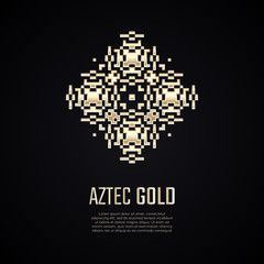 Isolated aztec logo. Golden square shape. Gradient premium logotype. Business identity concept for jewelry, precious company or jewellery boutique.
