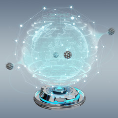 Globe network hologram projector with digital connection 3D rendering