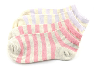 collection of colored socks isolate on white background