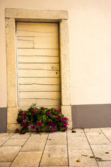 A Old Door with Flowers in Slovenia