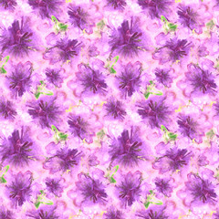 Floral Watercolor Pattern. Summer Vintage Flower Print. Modern Dress Design. Bud Repeating Wallpaper Design. Meadow Flowers Illustration. Spring Illustration for Textile. Exotic Flower. Hibiscus.