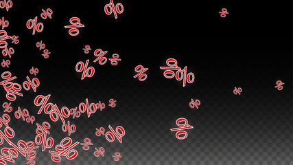 Vector Red Percentage Sign Confetti on Transparent. Percent Sale Background. Business, Economics, Finance Print. Discount Illustration. Promotion Poster. Black Friday Banner. Special offer Template.