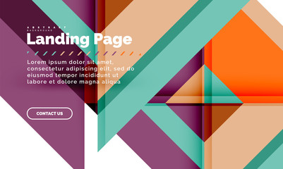 Square shape geometric abstract background, landing page web design template