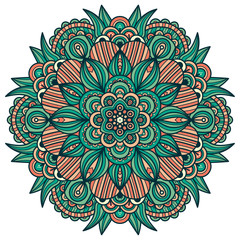 Vector round abstract circle. Mandala style. Decorative element, colored circular design element.