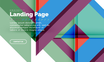 Square shape geometric abstract background, landing page web design template
