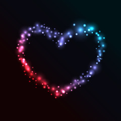 Colorful Glowing Heart on Black Background - vector eps10