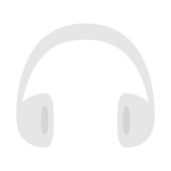 Headphones earphones icon. Gray silhouette. Music card. Flat design style. White background. Isolated.