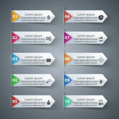 Business Infographics origami style Vector illustration. List of 10 items. 