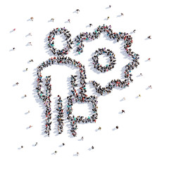 A lot of people form business, idea, icon . 3d rendering.