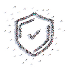 A lot of people form check marks, icon . 3d rendering.