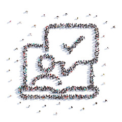 A lot of people form check marks, icon . 3d rendering.
