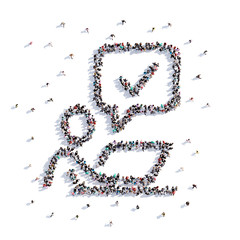 A lot of people form check marks, icon . 3d rendering.