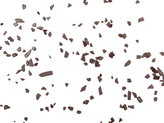 Chocolate sprinkles, granules isolated on white background and texture, top view