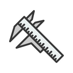Vernier, Filled outline icon, carpenter and handyman tool and equipment set