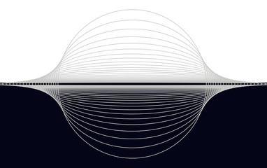 abstract illustration with horizon trapped in a bubble in silver