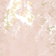 Fototapeta na wymiar Floral gold patina blush background