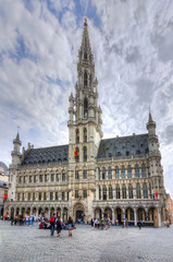 Fototapeta premium Brussels City Hall on Grand Place square, Belgium