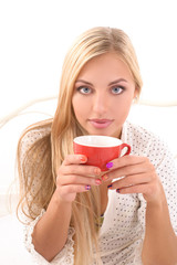 girl drinking her morning coffee