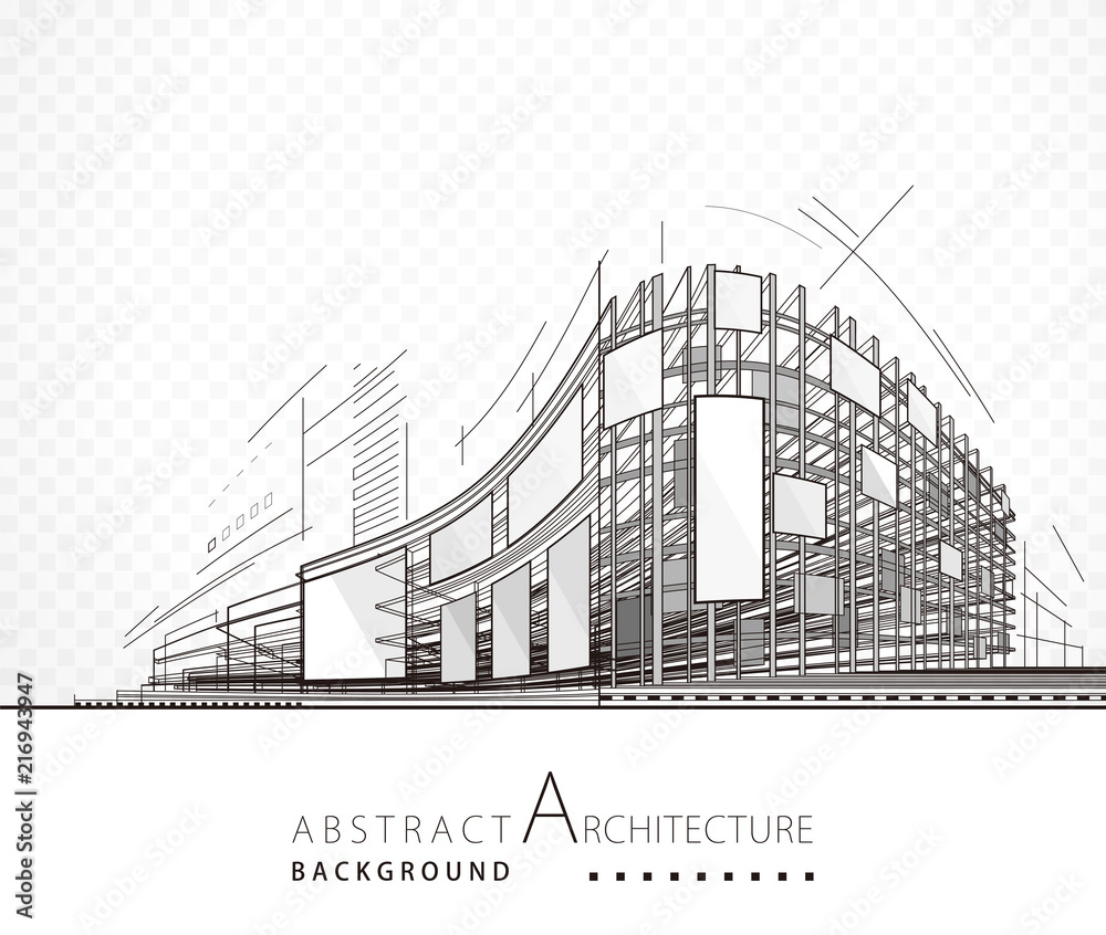 Aufkleber architecture abstract black and white building design background.