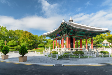 Scenic bell pavilion at Yongdusan Park of Busan, South Korea