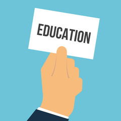Man showing paper EDUCATION text