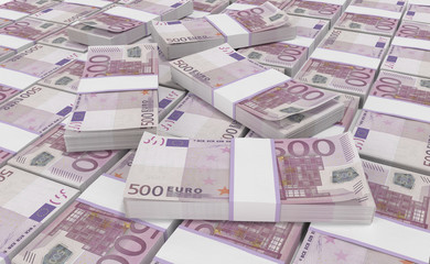 3D realistic render of 500 Euro Money. euro cash background. Euro Money Banknotes