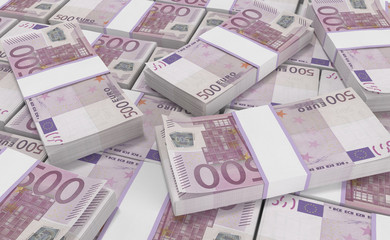 3D realistic render of 500 Euro Money. euro cash background. Euro Money Banknotes