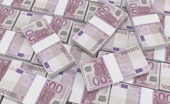 3D realistic render of 500 Euro Money. euro cash background. Euro Money Banknotes